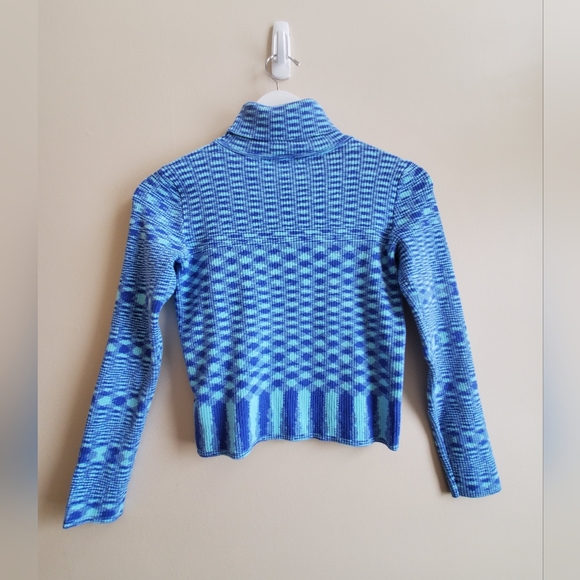 COPY - Urban Outfitters Blue shaded patterned Knit Cropped Turtleneck Sweater S - Picture 3 of 9